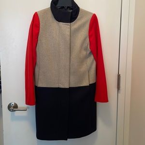 J.Crew Funnelneck Colorblock Coat size 8